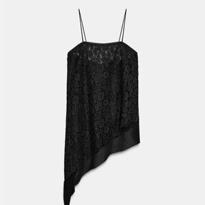 Zara Black Floral Lace Top